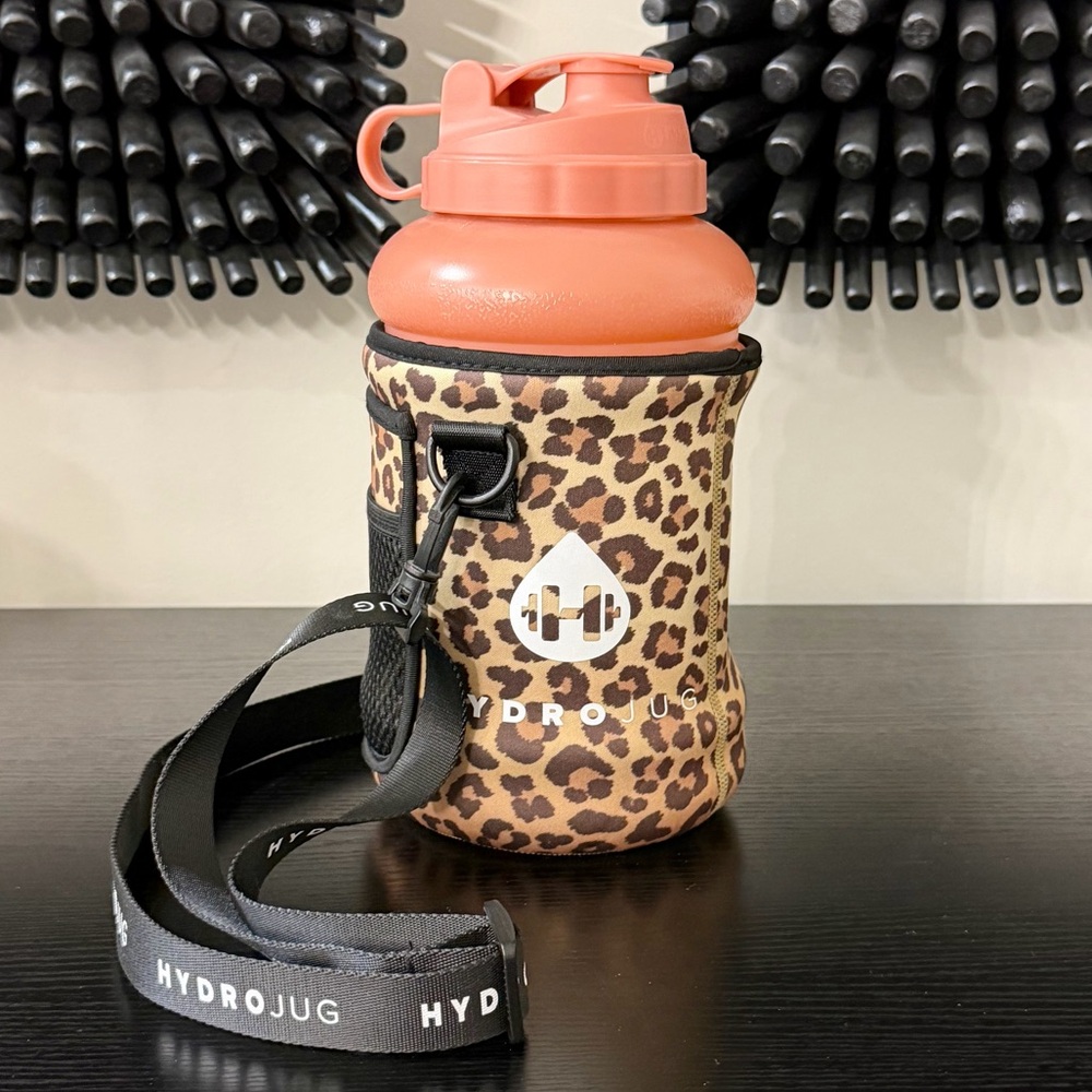 HydroJug 73oz Coral Jug w/ Leopard Print Carrier Sleeve